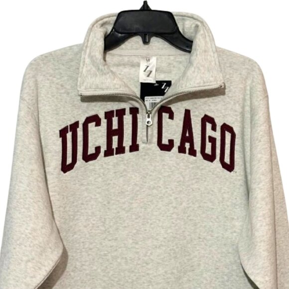 NWT ZooZatz NCAA U of Chicago Womans Oatmeal/Maroon 1/4 Zip Sweatshirt SZ M - Picture 4 of 8